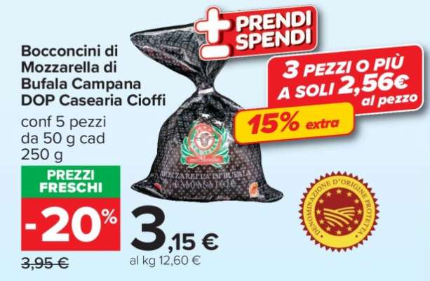 Bocconcini di Mozzarella di Bufala Campana DOP Casearia Cioffi