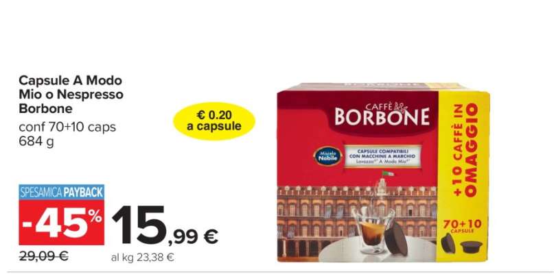 Capsule A Modo Mio o Nespresso Borbone