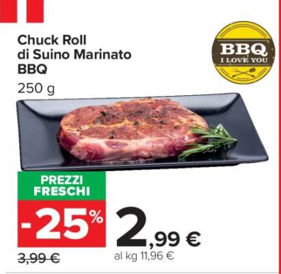 Chuck Roll di Suino Marinato BBQ