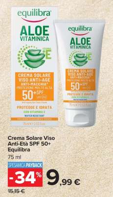 Crema Solare Viso Anti-Età SPF 50+ Equilibra