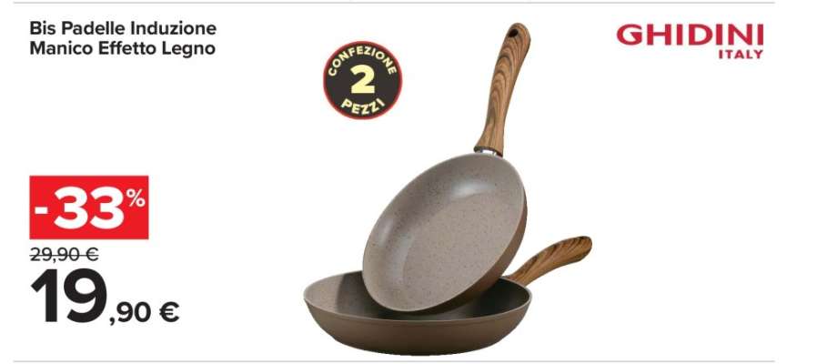Bis Padelle Induzione Manico Effetto Legno