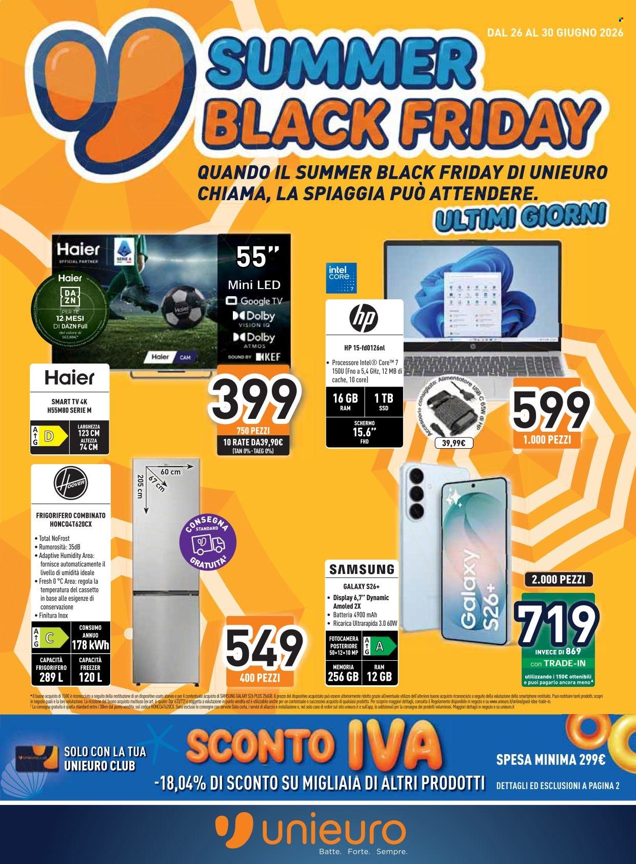 Volantino Unieuro - 26/6/2026 - 30/6/2026. Pagina 1