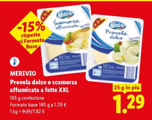 Merivio Provola dolce o scamorza affumicata a fette XXL