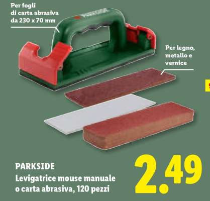 PARKSIDE Levigatrice mouse manuale o carta abrasiva, 120 pezzi