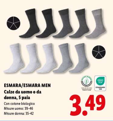 ESMARA/ESMARA MEN Calze da uomo o da donna, 5 paia