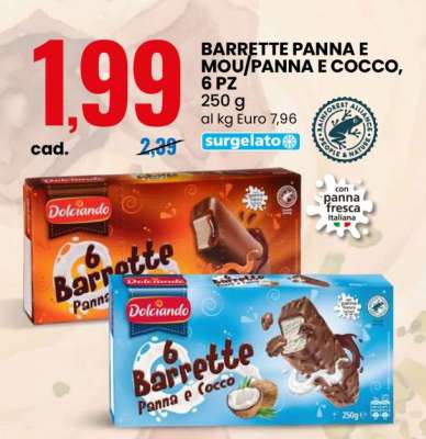 BARRETTE PANNA E MOU/PANNA E COCCO, 6 PZ