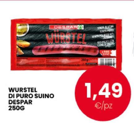 WURSTEL DI PURO SUINO DESPAR 250G