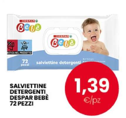 SALVIETTINE DETERGENTI DESPAR BEBÈ 72 PEZZI