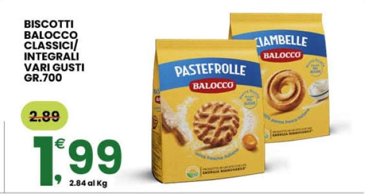 BISCOTTI BALOCCO CLASSICI/INTEGRALI VARI GUSTI GR.700