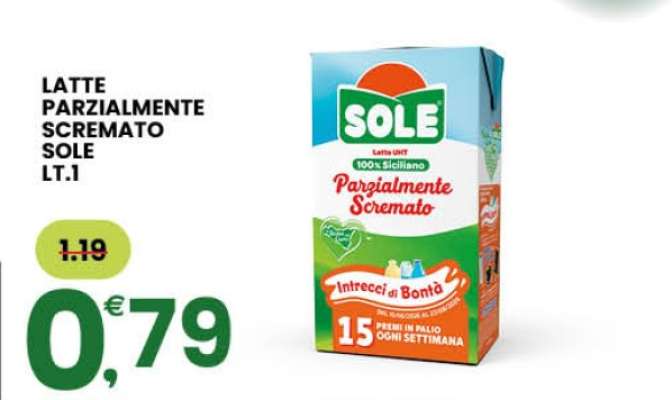 LATTE PARZIALMENTE SCREMATO SOLE LT.1