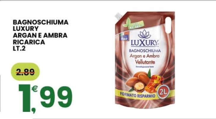 BAGNOSCHIUMA LUXURY ARGAN E AMBRA RICARICA LT.2