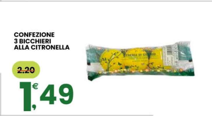 CONFEZIONE 3 BICCHIERI ALLA CITRONELLA