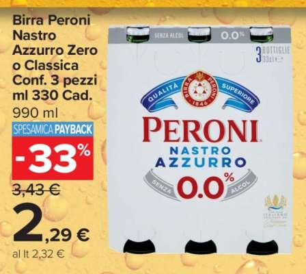 Birra Peroni Nastro Azzurro Zero o Classica