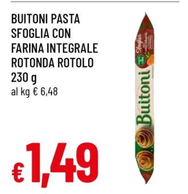 BUITONI PASTA SFOGLIA CON FARINA INTEGRALE ROTONDA ROTOLO