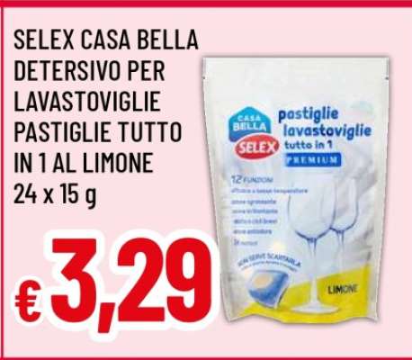 SELEX CASA BELLA DETERSIVO PER LAVASTOVIGLIE PASTIGLIE TUTTO IN 1 AL LIMONE