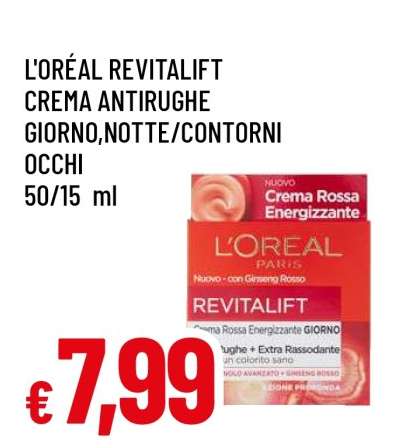 L'Oréal Revitalift Crema Antirughe Giorno, Notte/Contorni Occhi