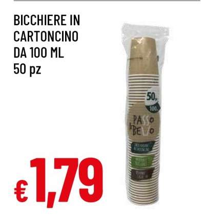 BICCHIERE IN CARTONCINO DA 100 ML 50 pz