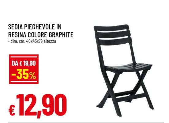 Sedia pieghevole in resina colore graphite