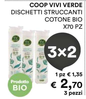 COOP VIVI VERDE DISCHETTI STRUCCANTI COTONE BIO X70 PZ