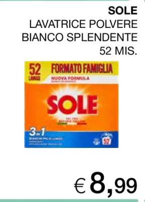 SOLE LAVATRICE POLVERE BIANCO SPLENDENTE 52 MIS.