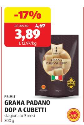 PRIMIS GRANA PADANO DOP A CUBETTI