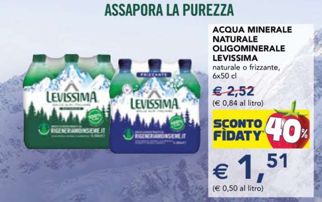 ACQUA MINERALE NATURALE OLIGOMINERALE LEVISSIMA
