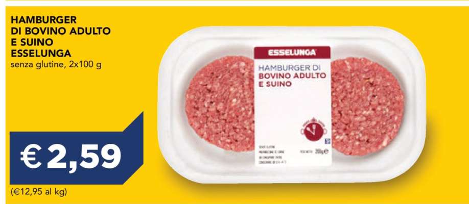 HAMBURGER DI BOVINO ADULTO E SUINO ESSELUNGA