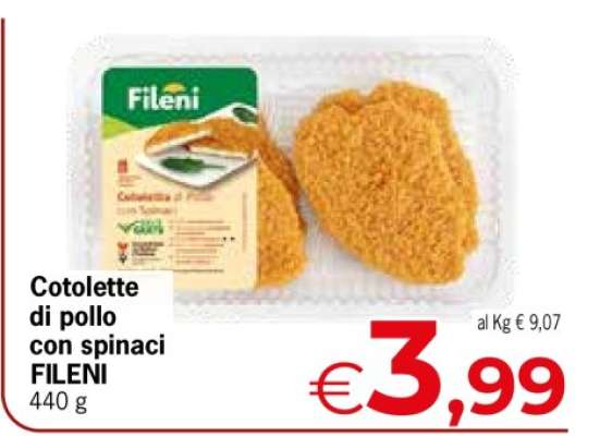 Cotolette di pollo con spinaci FILENI