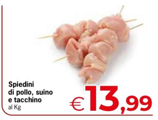 Spiedini di pollo, suino e tacchino