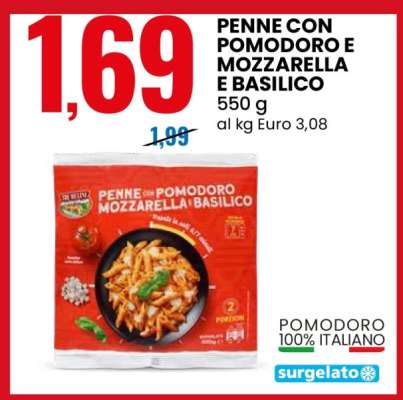 PENNE CON POMODORO E MOZZARELLA E BASILICO