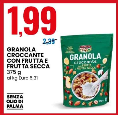 GRANOLA CROCCANTE CON FRUTTA E FRUTTA SECCA