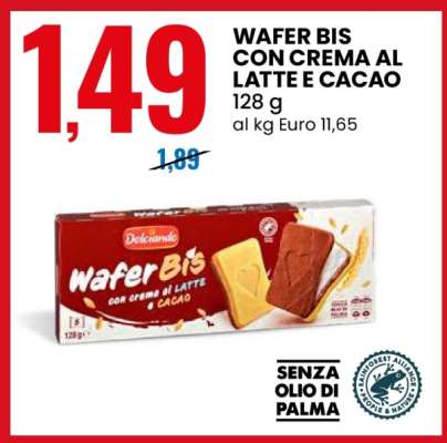 WAFER BIS CON CREMA AL LATTE E CACAO