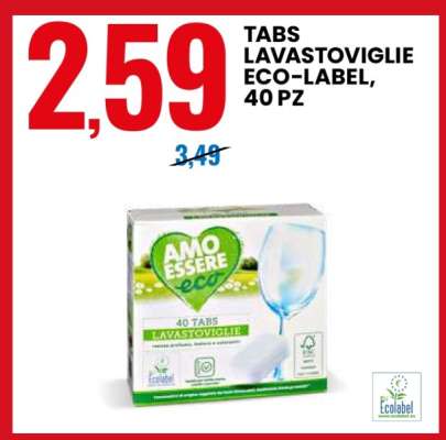 TABS LAVASTOVIGLIE ECO-LABEL, 40 PZ