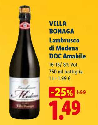 VILLA BONAGA Lambrusco di Modena DOC Amabile