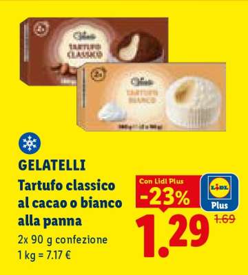 GELATELLI Tartufo classico al cacao o bianco alla panna