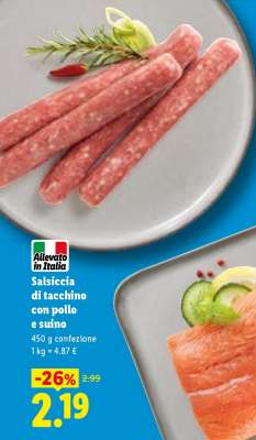 Salsiccia di tacchino con pollo e suino