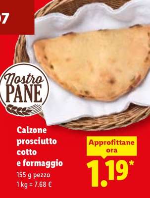 Calzone prosciutto cotto e formaggio
