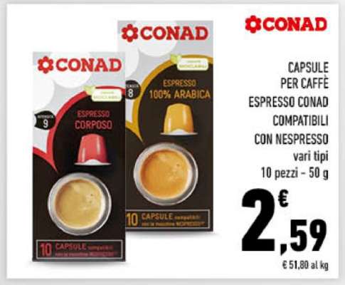 Capsule per caffè Espresso Conad