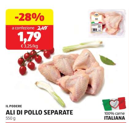 Ali di pollo separate