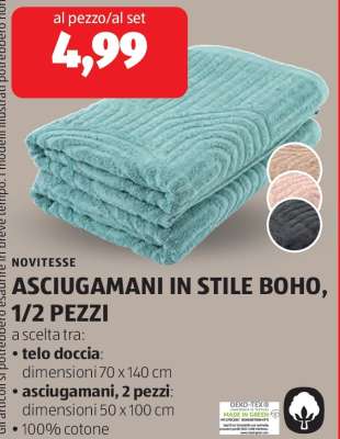 NOVITESSE ASCIUGAMANI IN STILE BOHO, 1/2 PEZZI