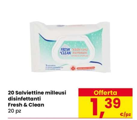20 Salviettine milleusi disinfettanti