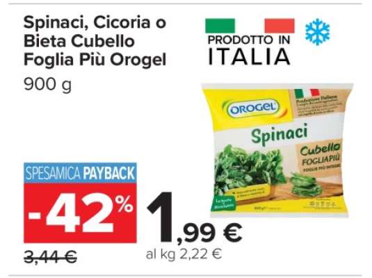 Spinaci, Cicoria o Bieta Cubello Foglia Più Orogel