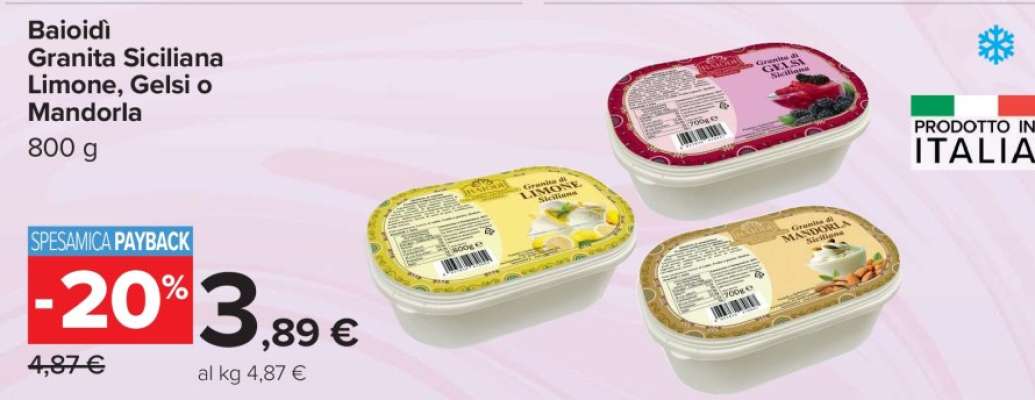 Baiodi Granita Siciliana Limone, Gelsi o Mandorla