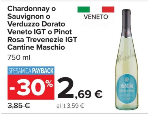 Chardonnay o Sauvignon o Verduzzo Dorato Veneto IGT o Pinot Rosa Trevenezie IGT Cantine Maschio