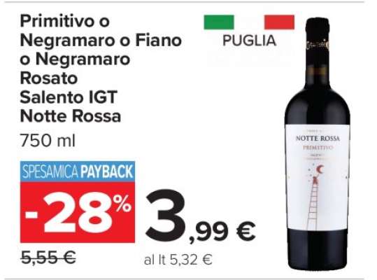Primitivo o Negramaro o Fiano o Negramaro Rosato Salento IGT Notte Rossa