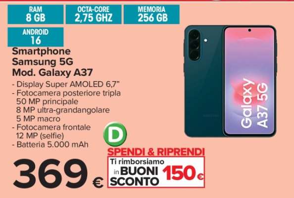 Smartphone Samsung 5G Mod. Galaxy A37