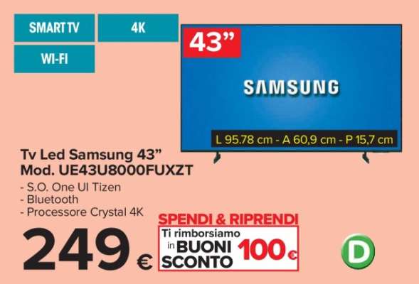 Tv Led Samsung 43” Mod. UE43U8000FUXZT