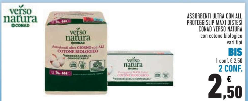 Assorbenti Ultra con Ali, Proteggislip Maxi Distesi Conad Verso Natura