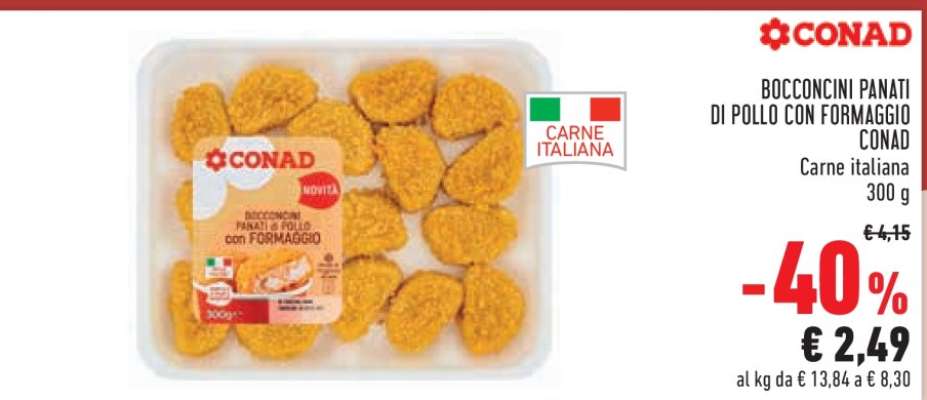 BOCCONCINI PANATI DI POLLO CON FORMAGGIO CONAD