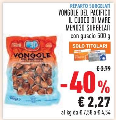 VONGOLE DEL PACIFICO IL CUOCO DI MARE MENO30 SURGELATI